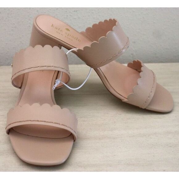 Kate Spade Women's Sz 6B Mauve Pink Chrissie Scalloped Trim Double Strap Sandals - Picture 1 of 10